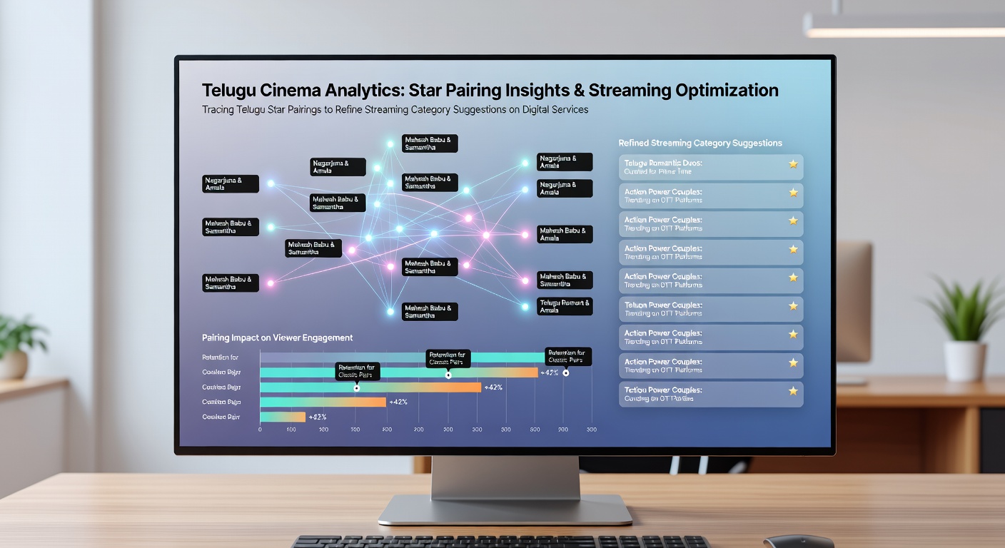 Charts showing correlation between Telugu actor pairings and refined streaming category performance